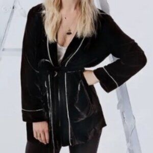 Johnny Was Silk and Rayon Velvet Smoking Jacket XL